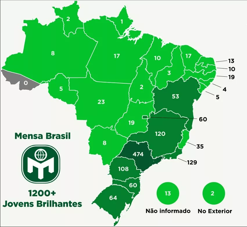 mapa do brasil com numero de superdotados por estado