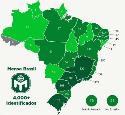 mapa do brasil mostrando numero de superdotados por estado