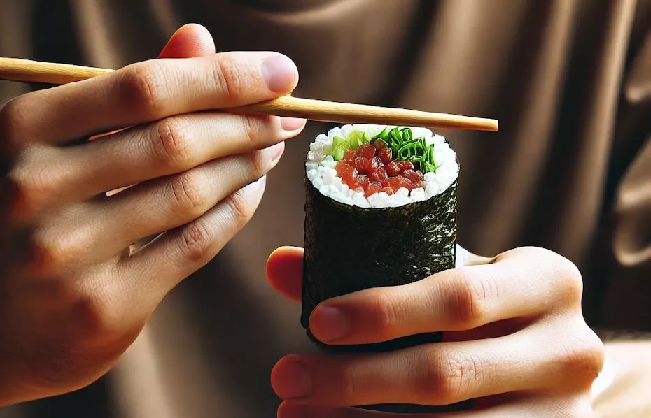 Pessoa segurando temaki