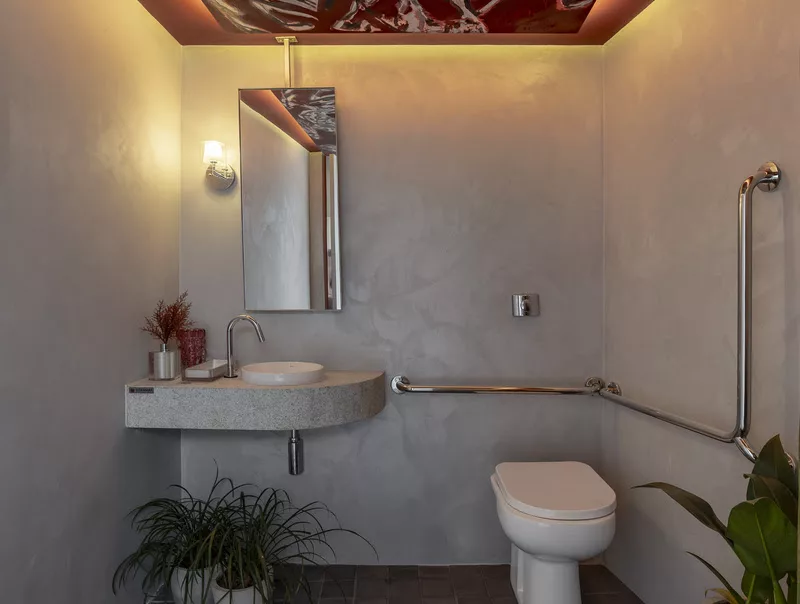 O Lavabo CASACOR conta com o minimalismo e a escolha cuidadosa das cores e texturas - crédito: Keniche