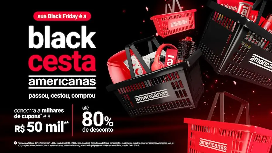 Americanas oferece até 80% de desconto na Black Friday 