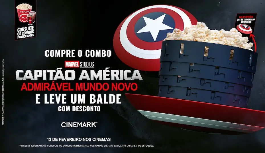 Um novo legado! Cinemark apresenta combo oficial de 'Capitão América: Admirável Mundo Novo'