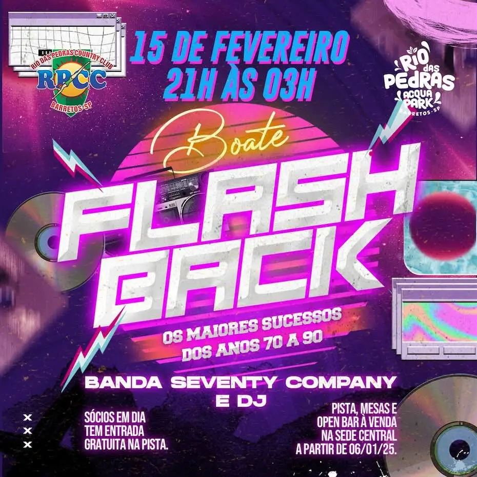 Primeira “Boate Flash Back" do ano, acontece no dia 15 de fevereiro, no Rio das Pedras